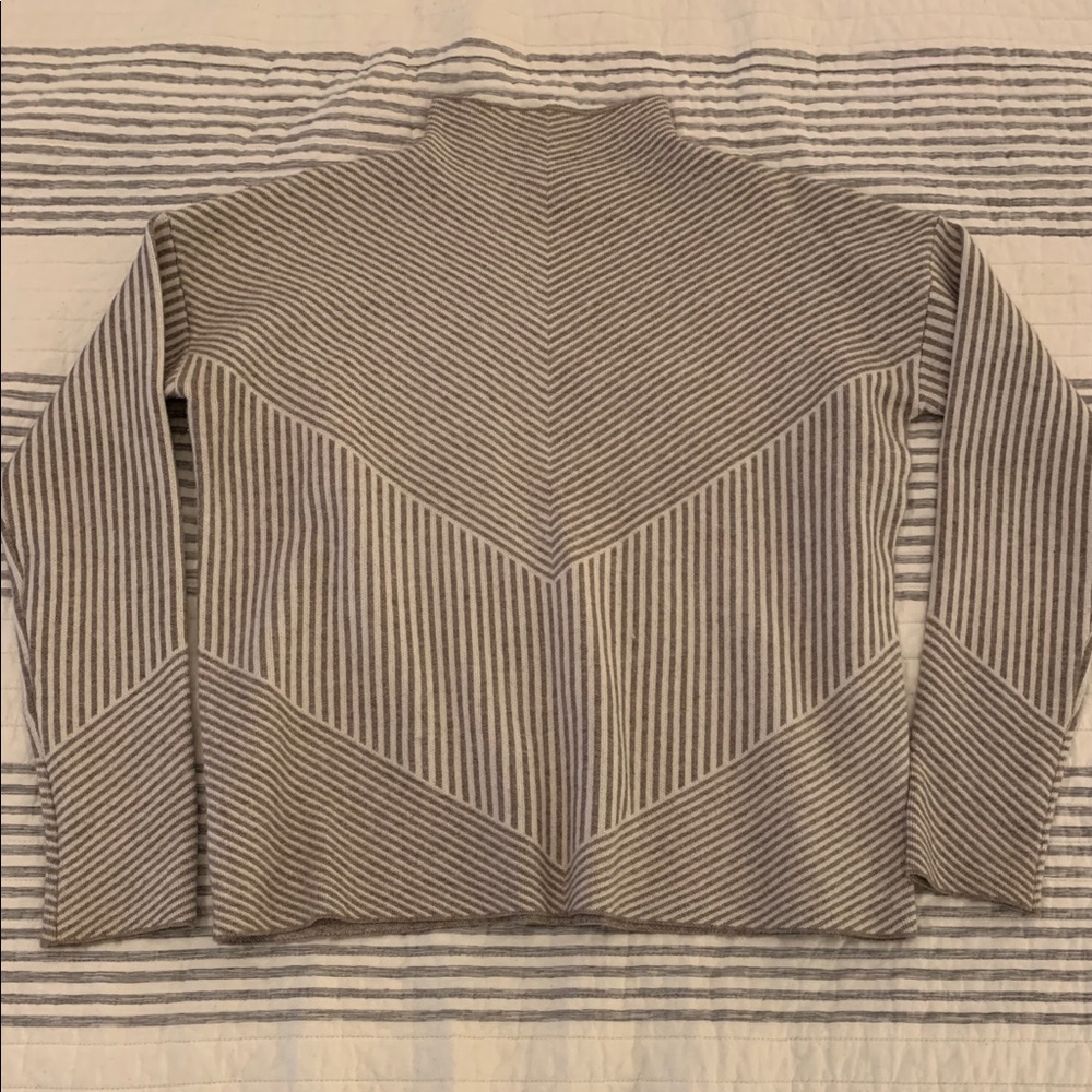 White and grey crew/mock neck sweater